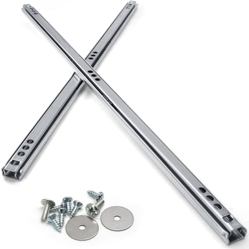 Jersvimc Schubladenschienen aus Metall, kugelgelagert, 400 mm, 2-Wege-Schubladenschienen für Schrank, Kommode, 1 Paar