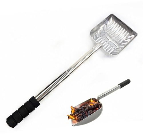 Paletta per caminoo - Paletta per carbone resistente al calore con manico ergonomico | Paletta per pulizia caminoo | Setaccio per cenere caminoo | Paletta per rimozione cenere carbone