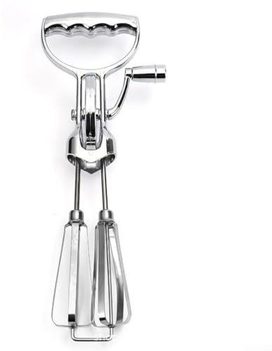 Zeroupshop Batteur manuel à manivelle en acier inoxydable pour cuisine – Batteur à œufs manuel avec contrôle de vitesse réglable – Outil de cuisson polyvalent pour pâte, pâte, crème et sauces (grand)