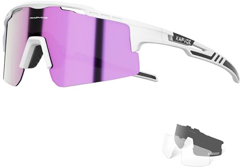 KAPVOE Polarisierte Fahrradbrille Herren Damen mit 3 Wechselgläsern, TR90 Radbrille für Rennrad MTB Gravel, UV400 Sportsonnenbrille mit X-VYSN Kontrastsicht