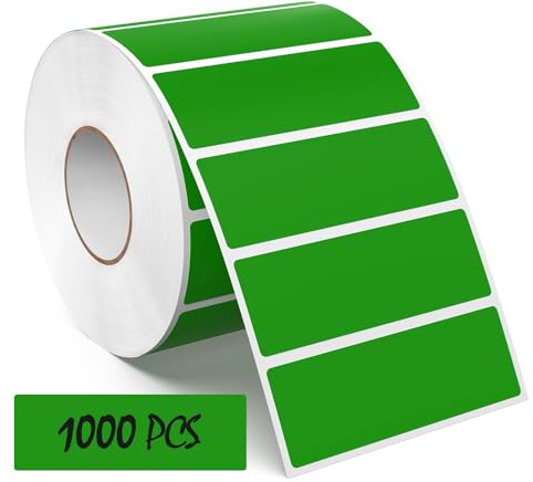 Meitaat 1 000 stycken gröna rektangulära klistermärken 76 x 25 mm färgkodning självhäftande etiketter flyttbar rulle avtagbar