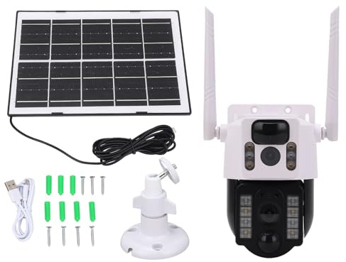 Pilipane Solar Powered Wireless Security Camera 360° PTZ Outdoor 2K Dual Lens 4G Surveillance with 7.5W Solar Panel for Home Security