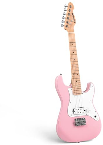 SONICAKE 30 Electric Guitar for Beginner, Light Weight and Junior Size Solid Wood Body with Humbucker Pickup, one Piece Wood Neck & Fingerboard, Rounded Fret Ends, Pink