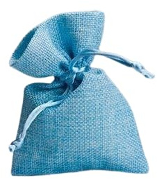 Jutepåse 10 x 13 cm konfettihållare bröllop examen nattvardsgång födelse elegant slitstark presentförpackning dekoration shabby chic ceremoni (blå elest, 30 st)