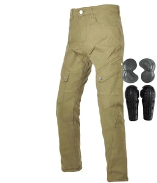 Herrmotorcykelbyxor CE Armored Adventure Touring Jeans Slim Fit Höft-Knäskydd(Green,X-Large)