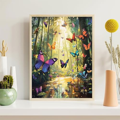 Pintura de Diamante Adultos Mariposa, 5D Árbol Diamond Painting Kit Completo, Manualidades Adultos DIY Cristal, Pintura con Diamante Strass Redondos, Decoración Pared Casa Regalo 40x50cm, z@503