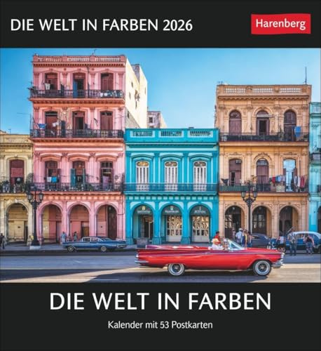 Die Welt in Farben Postkartenkalender 2026 - Kalender mit 53 Postkarten: Die schönsten Motive aus Landschaft, Architektur und Tierwelt. Farbenfroher ... in stimmungsvoll leuchtender Optik