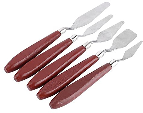 Cuchillo de Paleta Pintura al Óleo Juego de 5 Piezas de Acero Inoxidable con Mango de Madera