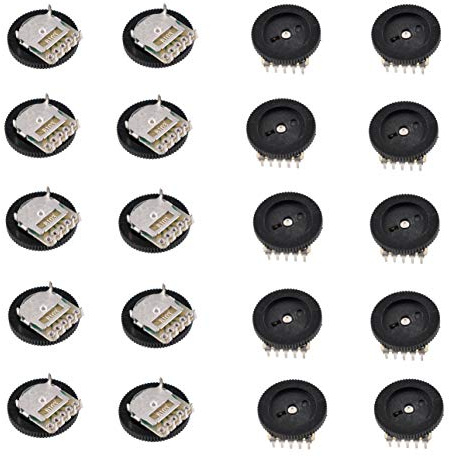 Oiyagai 20 Stück B103 10K Ohm Doppel-Potentiometer, 16x2 mm Drehregler, 5 + 2 Pin, Taper Wheel Typ für Audio, Verstärker, Lautstärkeregelung, DIY Elektronikprojekte