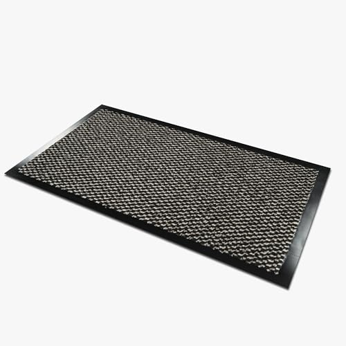 Comart - Zerbino Asciugapassi New - Tappeto per Ingresso Esterno e Interno - Fibra Sintetica - Antipioggia - Assorbente - Tappetino Fuori Porta Sottile - Antiscivolo - Lavabile - Grigio - 50x80 cm