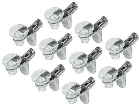 Gedotec Regal-Halterung für Einlege-Böden Glasbodenträger 5 mm Regal-Halter für Glas-Böden Bodenträger Küche - H3136 | Regalstift Stahl vernickelt | 50 Stück - Fachbodenträger Ø 5mm mit Gummi-Auflage