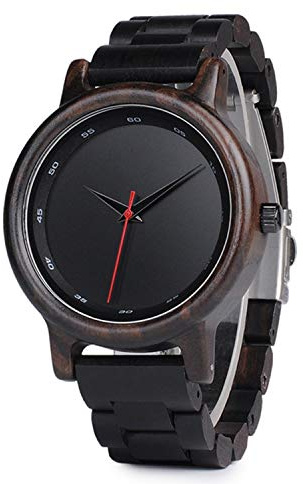 LMWOOD Benutzerdefinierte gravierte Holzuhr für Herren, analoge Quarz-Armbanduhr, Jahrestagsuhr für Ehemann, Freund