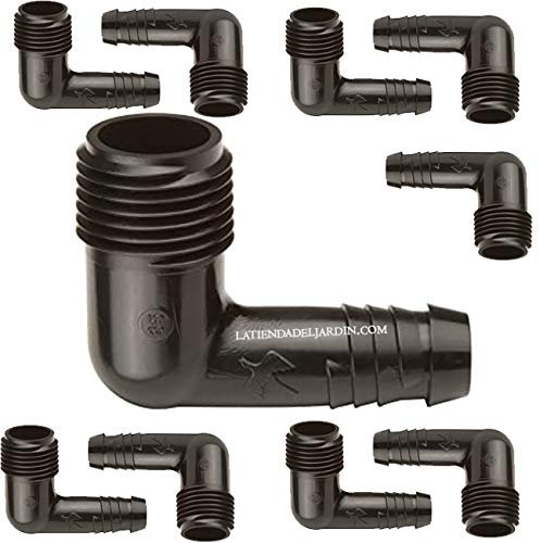 Suinga Lot de 10 Coude 16 x 1/2'' avec embout caoutchouc pour tuyau flexible SPX Flex, noir