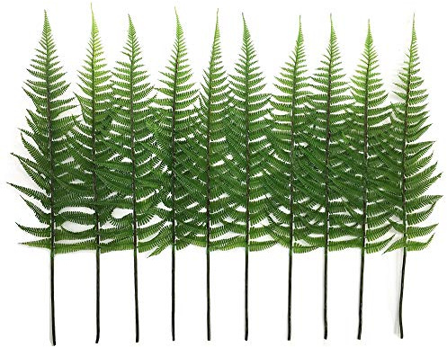 CATTREE Artificial Shrubs Leaves, Plastic Plants Fern Grass Leaf Fake Bushes Indoor Outdoor Garden Office Table Centerpieces Arrangements DIY Wreath Decoration Planter Filler - 10 Pack