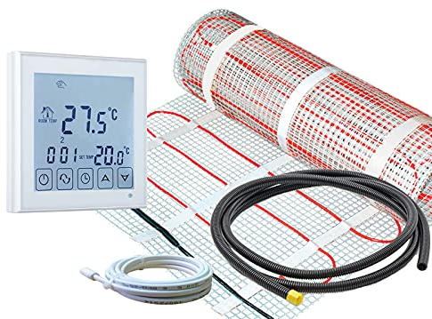 ew direkt Komplett-Set elektrische Fußbodenheizung SunPro 160 für Fliesen, Naturstein mit Thermostat RT-45 (1 m² - 0,5 x 2 m)