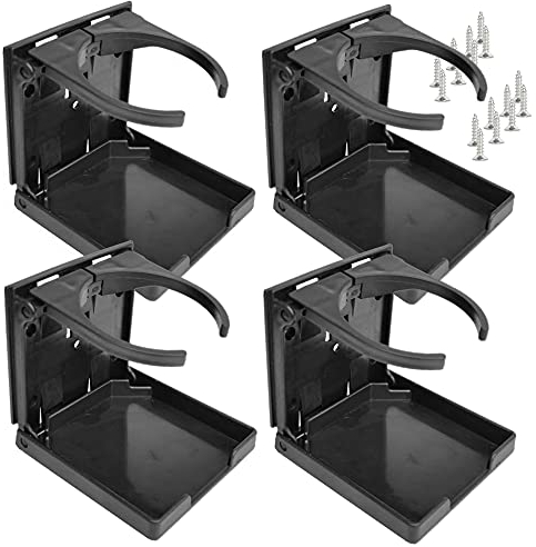 4Pcs Plastic Car Cup Holder, Car Drink Holder, Adjustable Folding Cup Holder, Folding Car Cup Holder with Screws for Universal Car Truck Boat Van