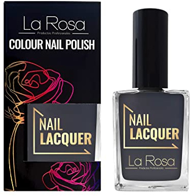 La Rosa Nagellack - Energische Farbe mit richtiger Deckkraft - Langlebige Formel - Gute Konsistenz - Einfache Anwendung mit gut geformtem Pinsel - Grau 15 ml