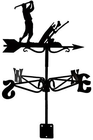 Weathervane,Metal Weathervane With Roof Mount Golfers Weather Vanes Garden Stakes Wind Vane Ornament Wind Direction Indicator Creative Stainless Steel Home Decor For Farm Yard Garden Patio Lawn