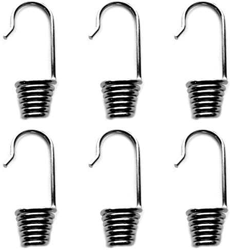 Steel Bungee Shock Cord Hook Spiral Wire Hooks End for 6 mm Elastic Rope Strapping Tape (6 mm, 6 pieces)