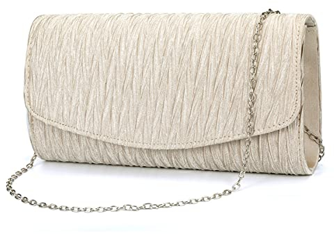 Right 20 Damen Clutch,Elegante Plissiert Kettentasche Handtasche Clutch Umschlag Crossbody Schultertasche Damen Glitzer Tasche Abendtasche Klein Umhängetasche