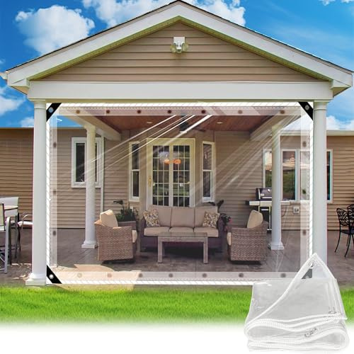 SDLLG Telone trasparente con occhielli, 2,2 x 2,4 m, 0,35 mm, protezione per piante, in PVC, trasparente, impermeabile, telo protettivo multiuso