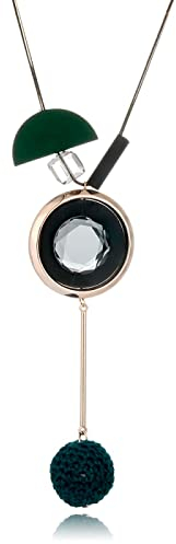 Bysonglezai Collares Mujer Colgante Largo Collar Pendiente Collar De Suéter Collares Largos para Mujer, Colgantes para Mujer, Bola Redonda De Lana, Collar De Cristal, Cadena De Madera Vintage para