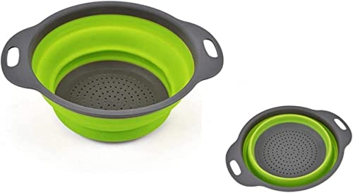 Malla de tamiz, coladores de malla, tamices, colador de cuchara, colador de verduras, cesta de drenaje, colador de color plegable duradero for manualidades de cocina (verde) duradero y práctico (2 pie