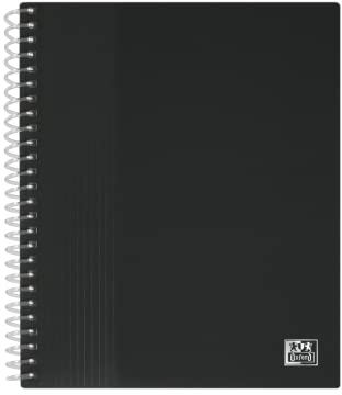 OXFORD Schülermappe, Spiralbindung, A5, 80 Ansichten, 40 Hüllen, Einband aus Polypropylen, Schwarz