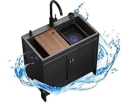 WYOERN Lavandino da Cucina Commerciale,Lavandino da Esterno a Libera Installazione,Lavello Esterno Giardino,Lavello da Bar,per Garage e Cortile,Ristorante,Lavanderia (Size : 60 * 45 * 80cm)