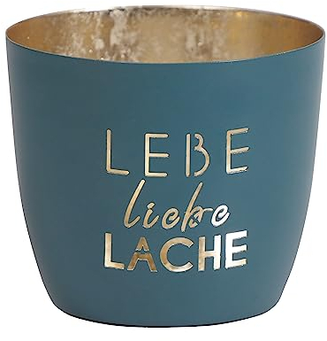 Seaside No.64 - Maritime Windlichter Baltic aus Metall mit ausgestanzten Motiven - Verschiedene Farbkombinationen für Teelichter & Stumpenkerzen in Haus und Garten (LeLiLa - DKL.blau, Gold)