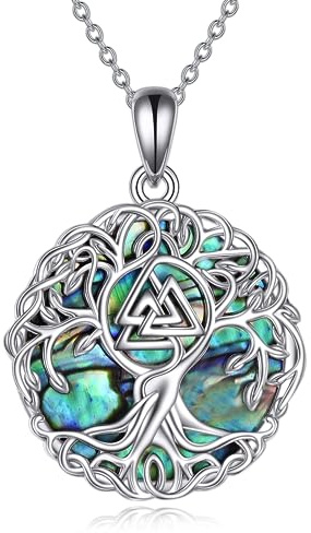 YFN Collar de árbol de la vida, plata de ley, nudo celta, colgante de árbol, regalo para mujeres y hombres