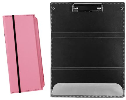 Portable Foldable Nursing Clipboard, Folding Metal Clipboard Pocket Size, Whitecoat Clipboard Nurse Edition Trifold, Occupational Therapy Clipboard for Doctors（Pink）