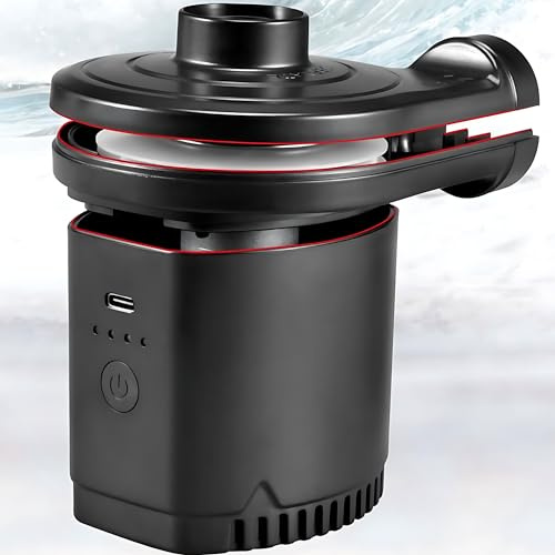 Compact Cordless Air Pump - 4000mAH Rechargeable, Portable Quick-Fill Inflator with 3 Nozzles, Efficient 2-in-1 Inflate/Deflate for Air Beds, Pool Floats, Boats - USB-C Charging, Lightweight Design