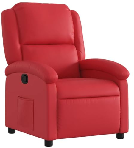 vidaXL Sillón Reclinable, Silla con Respaldo Reposabrazos, Sillón de TV Relax Descanso, Asiento para Salón Hogar, Cuero Sintético Rojo