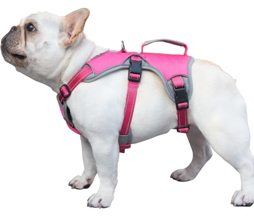 Huntboo Escape Proof Dog Harness, Dachshund Harness, Reflective Dog Harness with Handle, Durable,Adjustable Vest for Small Medium Large Dogs Walking, Training, and Running Gear (Rose red,S)