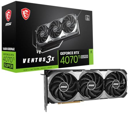 MSI Gaming RTX 4070 TI Super 16G Ventus 3X Carte Graphique (NVIDIA RTX 4070 Ti Super, 256 Bits, Boost Clock : 2625 MHz, 16 Go GDRR6X 21 Gbit/s, HDMI/DP, Ada Lovelace Architecture)