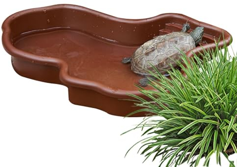 Reptil badbassäng | Terrarieskål med lutande foderplatta | Vattenskål för reptiler – reptilskål för skorpion gecko-ormsköldpadda