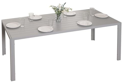 Mendler Alu-Esstisch HWC-N40 wetterfest 180x80cm - hellgrau | Tisch, Bistrotisch, Gartentisch, Balkontisch