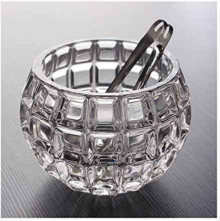 CALQYSH Seaux à Glace Seau à Glace en Verre créatif Bar glaçon Seau à Glace Maison Restaurant Seau de Stockage de Bureau Envoyer des Pinces à Glace en Acier Inoxydable Seau à Glace Seau à Vin