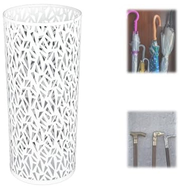 FAUOSWUK Umbrella Stand Rack for Entryway,Free Standing Metal Umbrella Holder Rain Collection Umbrella Organizer Bin Hollow Round Metal Umbrella Holder for Long Short Umbrella (L)