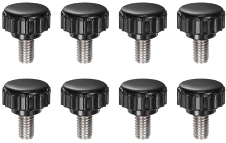 QUARKZMAN 8 Stück Rändelschraube mit Gewinde M6 x 10mm x 18mm Rundkopfschraube Edelstahl 304 Rundgriffbolzen Klemmknöpfe 18mm Handknöpfe Daumenschrauben Spannschraube für Industrie Maschine