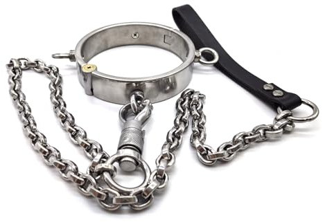 Soarvlorfy 3 cm Hohe Schwere Slave Kragen 4 Größen Metall Bondage Edelstahl Sex Halsbänder Bdsm Fetisch Halsreif Halsfessel O-Ring Sexspielzeuge für Erwachsene Männer Frauen Paare,Silber,14.3cm