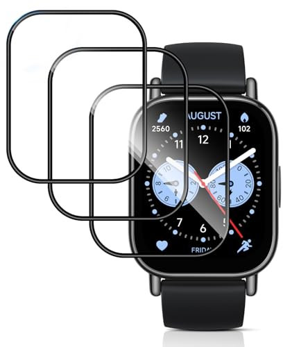 QULLOO Pellicola Protettiva per Xiaomi Redmi Watch 5 Lite Vetro Temperato Con telaio di posizionamento,【3 Pezzi】3D HD Vetro Schermo Pellicola Trasparente Senza Bolle Protezione Protettivo Film
