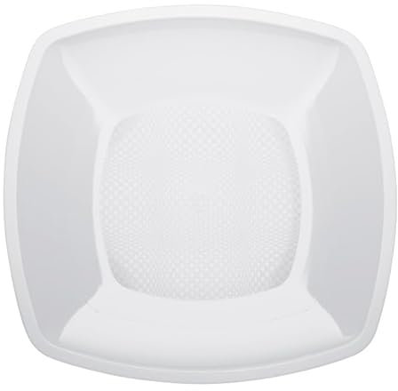 Monouso | 15 Platos Llanos Cuadrados de Plástico PP, 18x18cm, Blanco, Reutilizables, Hasta 125 usos, Apto para Lavavajillas, Plástico Duro, Rígico, Reciclable, Ideal para Fiestas y Eventos.