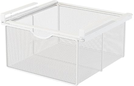 Generic Under Shelf Wire Basket Under Cabinet Hanging Drawer Multipurpose Space Saving Hanging Pullout Drawer Basket for Home Office, White XL