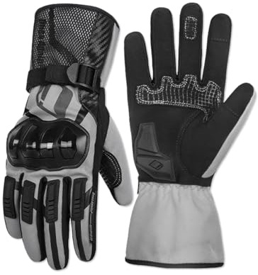 OLYSPM Motorradhandschuhe Winter,Motorrad Winterhandschuhe mit Wasserdichtem und Touchscreen,Thermische Motorrad Handschuhe mit Warmem Futter für Radfahren,Skifahren,Klettern