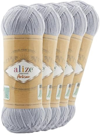 5 x 100g Sockenwolle Alize Superwash Artisan 75% Wolle Strickwolle Häkelgarn Farbwahl