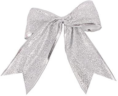 Black Glasses with 13 cm Full Onion Powder Christmas Bow Christmas Decoration Christmas Tree Decoration Pendant Christmas Small Bow Heater Mushroom Electric with Table (Silver, One Size)