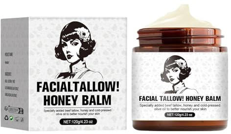 Balsam mit Talg und Honig, Balsam mit Talg und Honig für das Gesicht, feuchtigkeitsspendend für das Gesicht – Creme mit fettfreier Körperbutter für das Gesicht, pflegende Pflegecreme für die Haut des