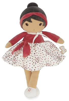KALOO Tendresse Mi Primera muñeca de Tela Emilie Muñeca de Trapo de 32cm Falda de microterciopelo y Envoltura roja Bonita Caja de Regalo Cinta Personalizable Desde el Nacimiento, K200016